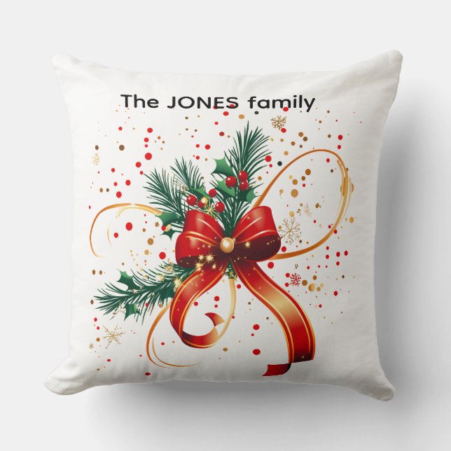 Almofada de Natal Família Clássica Branca (Frente)