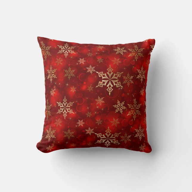 Almofada de Natal - Flocos de Neve Vermelhos e Dou (Frente)