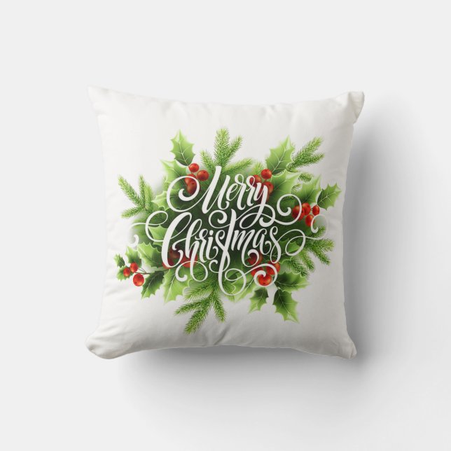 Almofada de Natal Holly Merry Christmas (Frente)