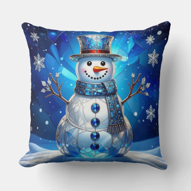 Almofada de Natal Homem de Neve Azul (Frente)