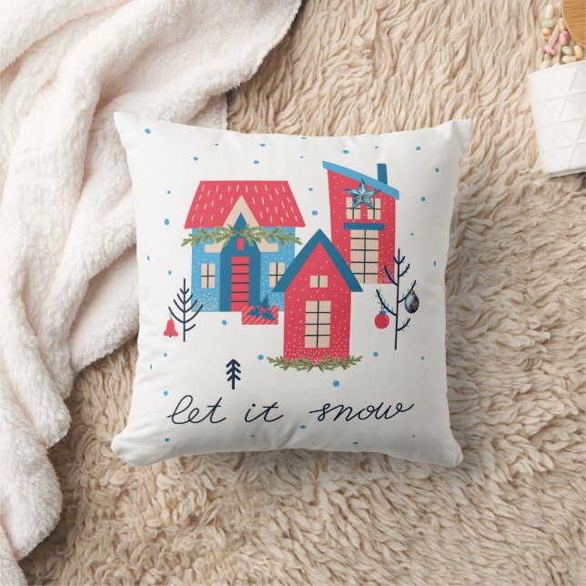 Almofada de Natal Houses Let it Snow Merry & Brigh (Cobertor)