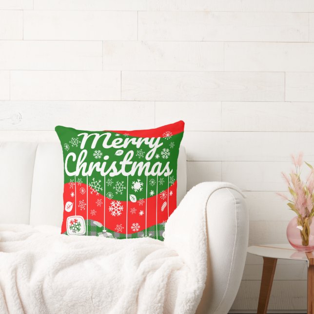 Almofada de Natal – Ornamentos Brancos (Sofá)