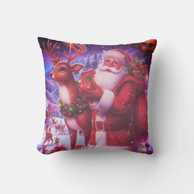Almofada de Natal Rústica - Papai Noel e R (Frente)