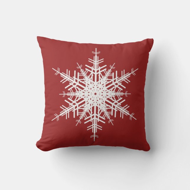 Almofada de Natal Snowflake em vermelho (Frente)