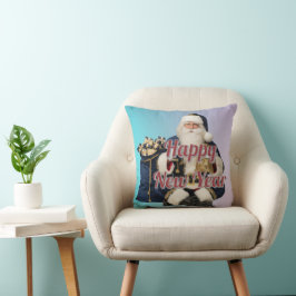 Almofada de Natal Vintage Papai Noel Ano Novo Feli