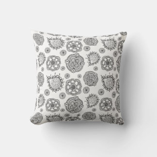 Almofada de Padrão Floral Moderno Preto e Branco