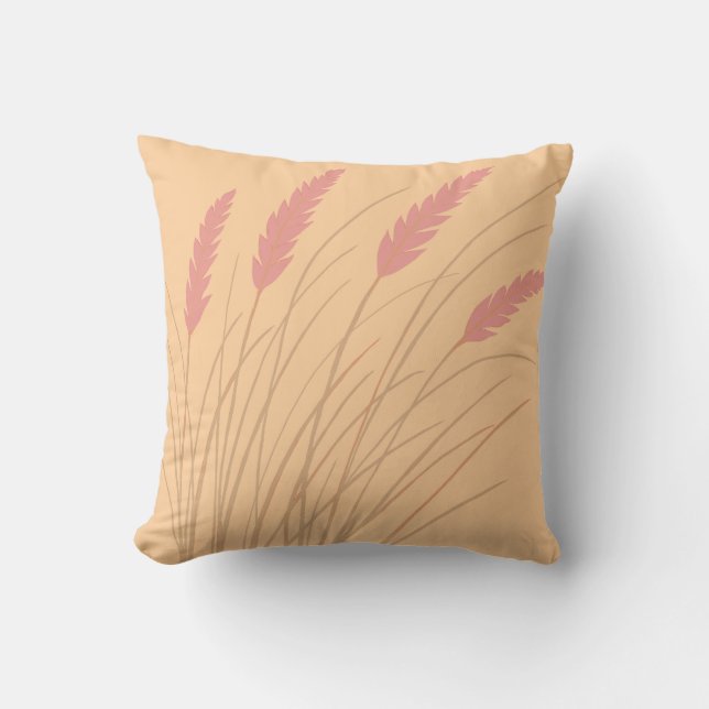 almofada de pêssego com design de grama de praia (Frente)