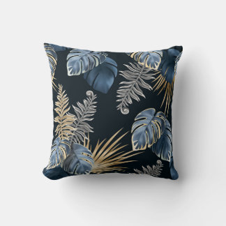 almofada de plantas tropicais de folhas escuras