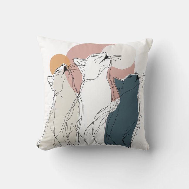 Almofada de Sofá de Arte de Gato Moderna (Frente)