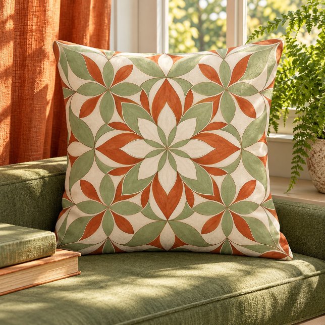 Almofada de Tesselação de Pétalas (16 inch cotton pillow. Same flat printed design both sides. Styled scene; props not included.)