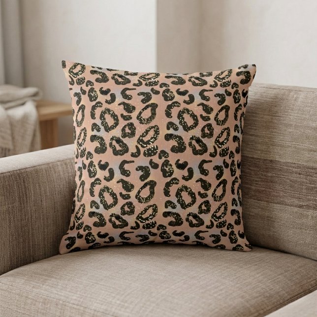 Almofada de Tinta de Leopardo com Brilho Falso (Animal Print Pillow)