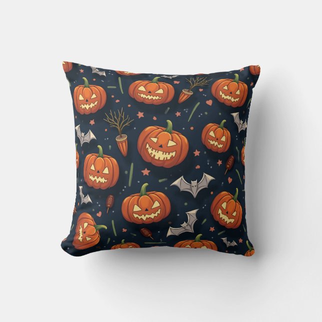 Almofada de Travesseiro de Abóbora Halloween (Frente)