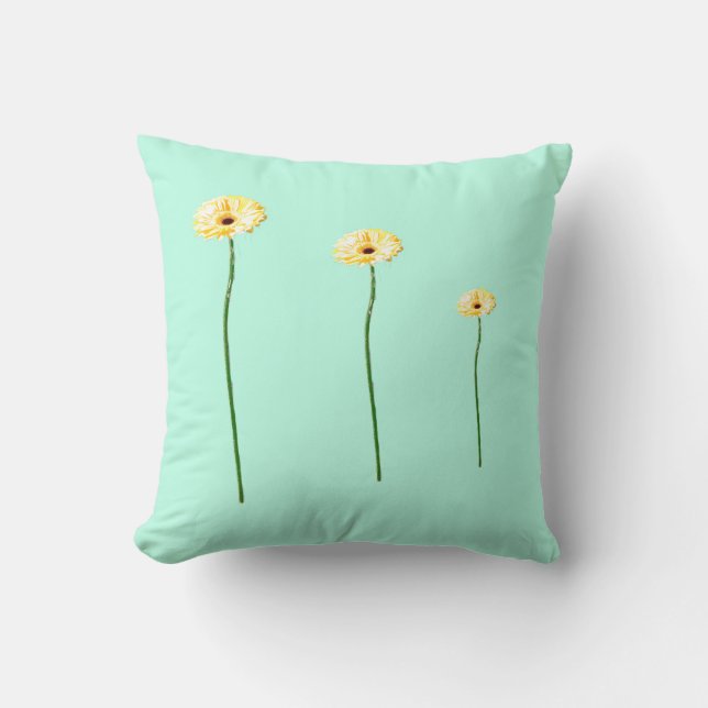 Almofada de Três Flores de Gerbera Amarelas (Frente)