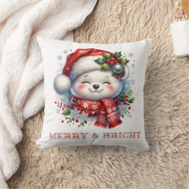 Almofada de Urso de Natal Alegre e Brilhante