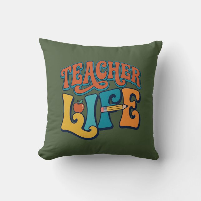 Almofada De volta às aulas. Vida de professor. (Frente)
