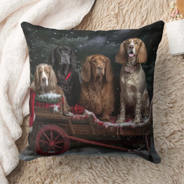 Almofada Decência de Natal do Cocker Spaniel Snowy Sleigh (Cobertor)