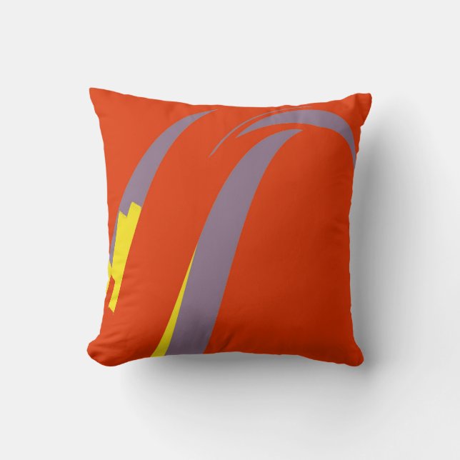 Almofada Deco de Abstrato de Arte Amarelo Laranja Azul (Frente)