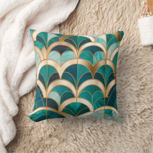 Almofada Deco de Arte Mosaica do Luxo Marble Turquoise Azul