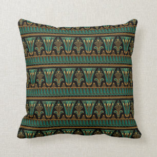 Almofada Deco de Arte Teal e Dourada