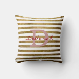 Almofada decor monograma de faixas de ouro personalizadas