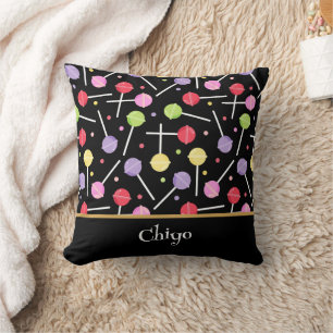 Almofada Decora Candy Chupeta Estampada Preta