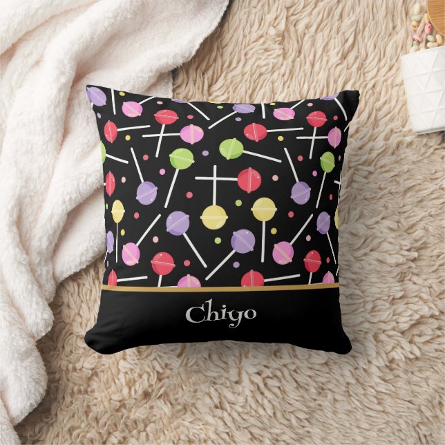 Almofada Decora Candy Chupeta Estampada Preta (Cobertor)