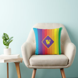 Almofada Decora Kei Negrito Listras Arco-Íris Monograma