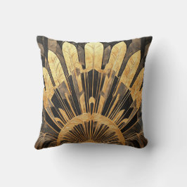 Almofada Decoração Art Déco Elegante Preta e Dourada para C