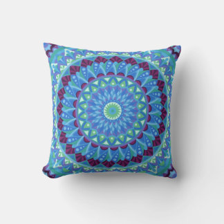 Almofada Decoração Boho Mandala Azul Sonhos da Meia-Noite