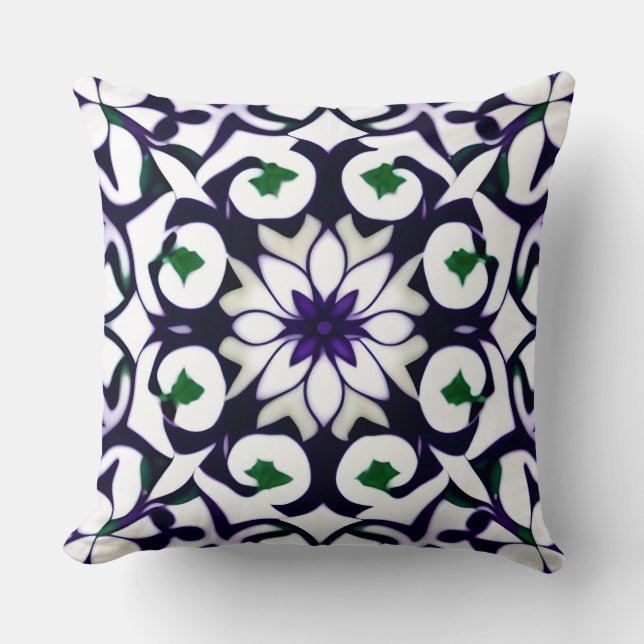 Almofada Decoração Clássica Moderna Floral Simétrica Branco (Frente)