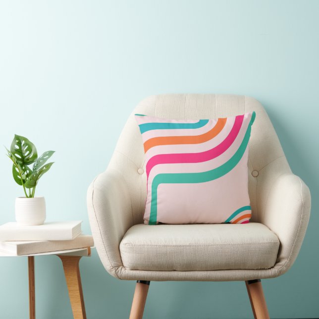 Almofada Decoração com Listras Retrô dos Anos 70 (Cadeira)