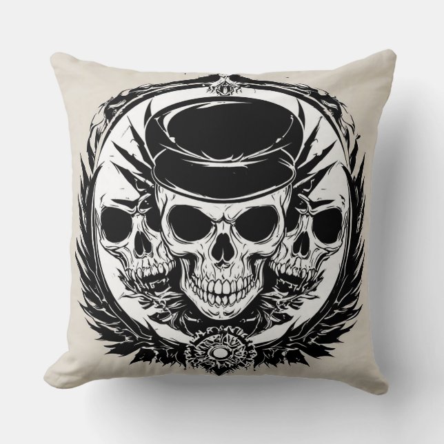 Almofada Decoração de Asas de Caveira Gótica para Amantes d (Frente)