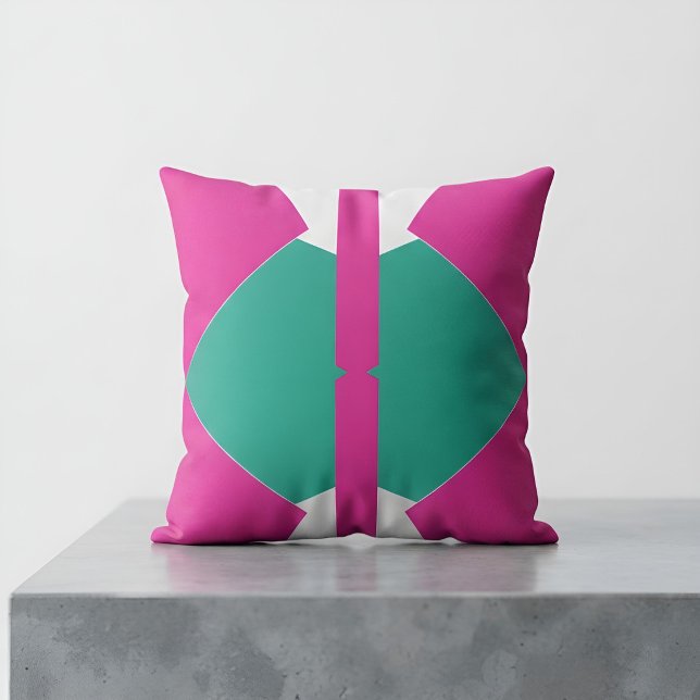 Almofada Decoração de Bloco de Cor Rosa Verde Memphis Moder (Criador carregado)