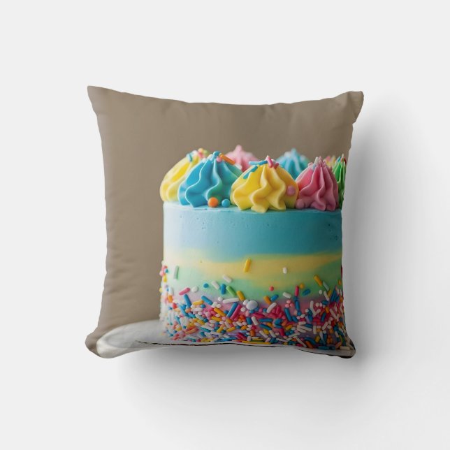 Almofada Decoração de bolo de Aniversário feliz (Frente)