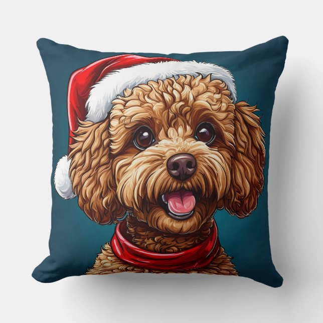 Almofada 🎄 Decoração de Cachorro de Natal para Amante de C (Frente)