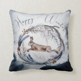 Almofada Decoração de Casa Coelho Coroa de Inverno Alegre R