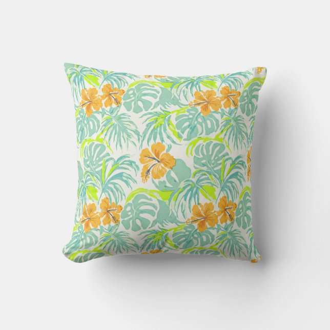 Almofada Decoração de Casa com Padrão de Folha de Monstera  (Frente)