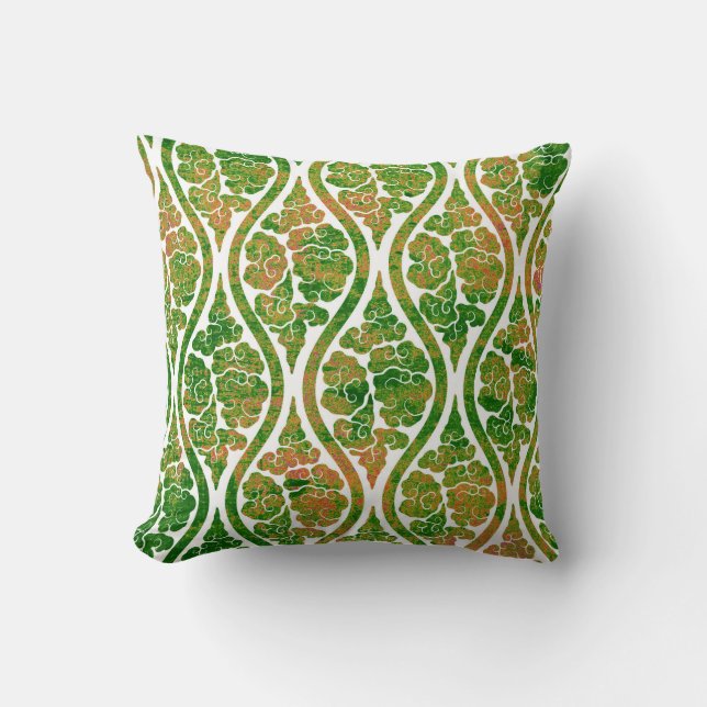 Almofada Decoração de casa elegante damasco verde abstrato (Frente)
