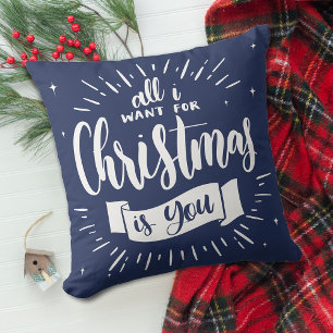Almofada Decoração de Casa Floco de Neve Natal Azul Marinho