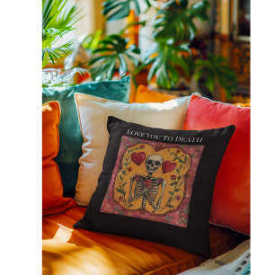 Almofada Decoração de Casamento Romântico com Esqueleto Gót