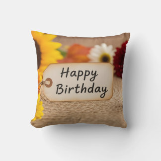 Almofada Decoração de flor de etiqueta de aniversário