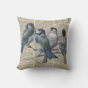 Almofada decoração de impressão do dicionário de aves a