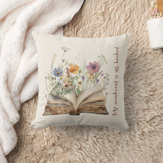 Almofada Decoração de Leitura Cozy com Livro Aberto e Desig (Cobertor)