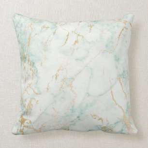 Almofada Decoração de mármore Glam do verde branco Doura