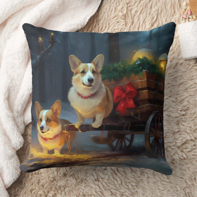 Almofada Decoração de Natal de Corgi Snowy Sleigh (Cobertor)