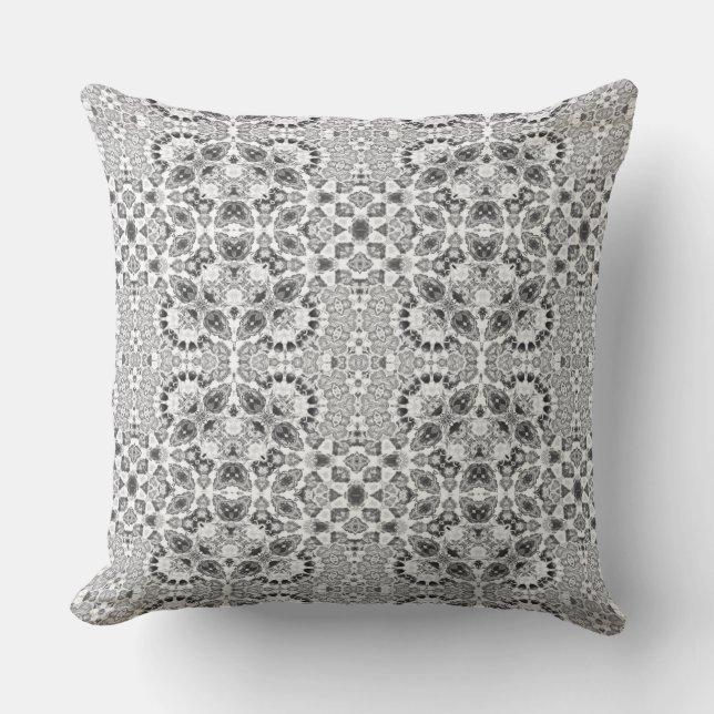 Almofada Decoração de ornamento étnico abstrato cinza  (Frente)