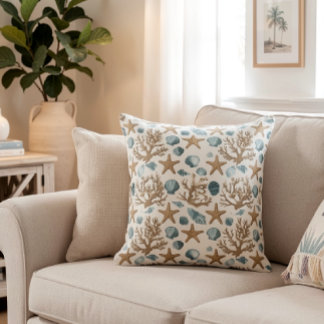 Almofada Decoração de Praia Costeira com Conchas Design 394