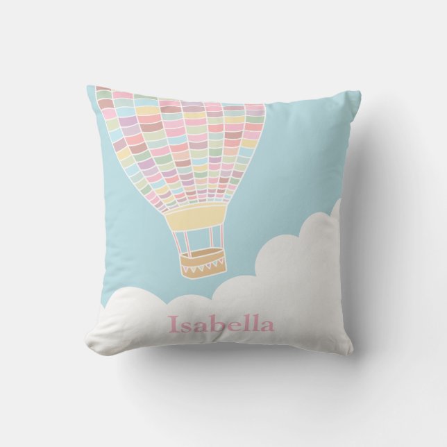 Almofada Decoração de quarto infantil com balão de ar quent (Frente)