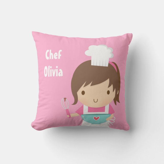 Almofada Decoração de quarto para meninas confeiteiras Chef (Frente)