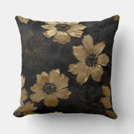Almofada Decoração Dourada da Casa Floral Luxe Black